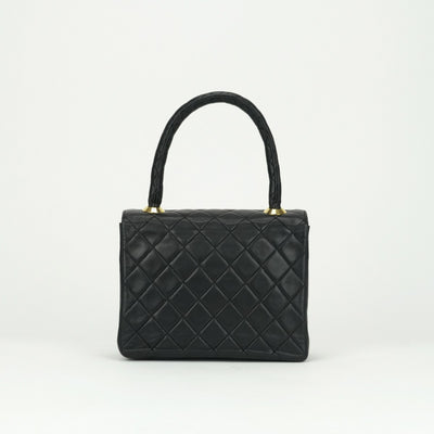 CHANEL CHANEL Matelass? Bag, Tote Bag, Lambskin, Black, Black, Gold Hardware, Top Handle, Coco Mark, Handbag, Turn Lock