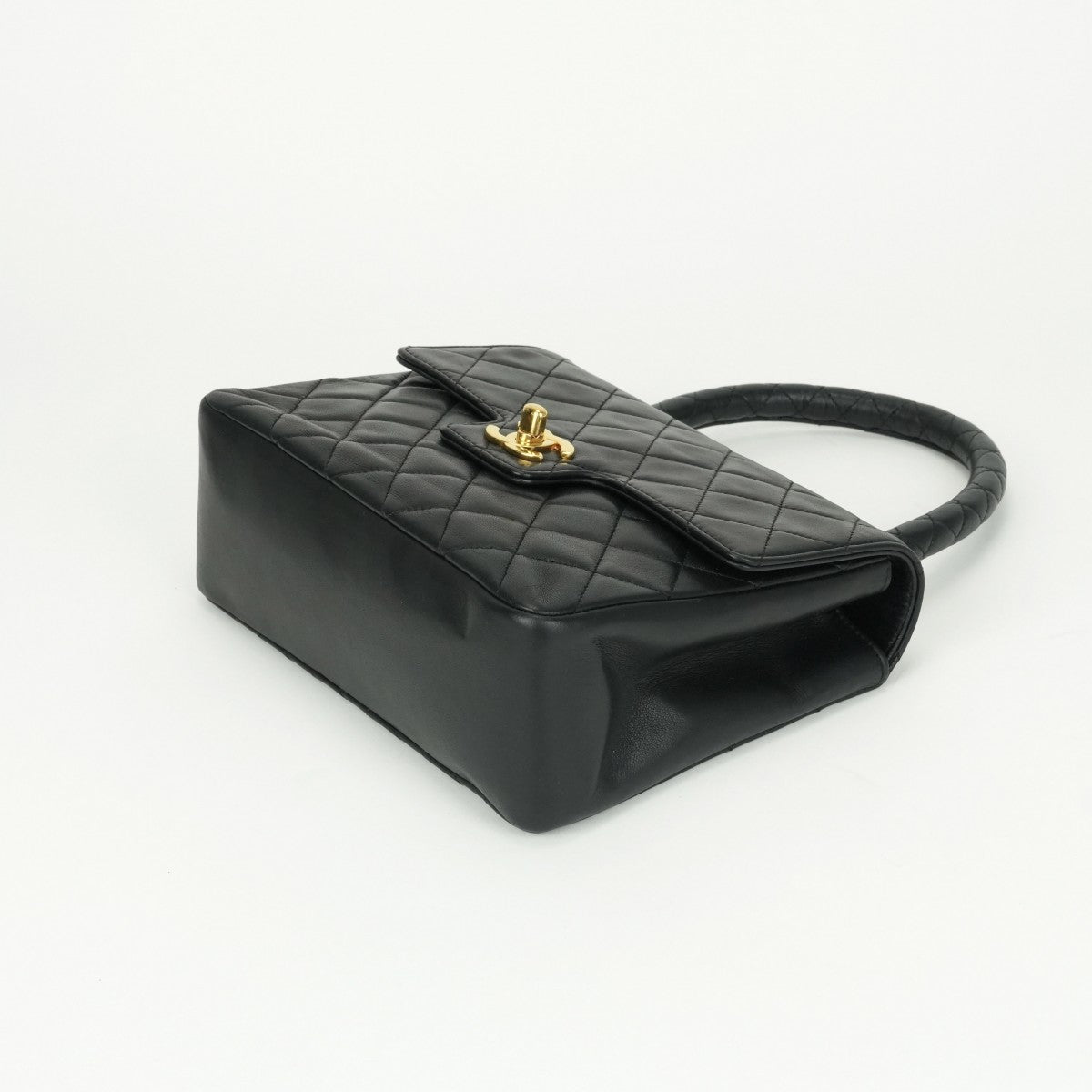 CHANEL CHANEL Matelass? Bag, Tote Bag, Lambskin, Black, Black, Gold Hardware, Top Handle, Coco Mark, Handbag, Turn Lock