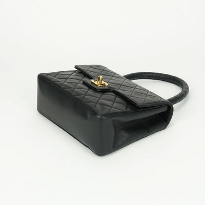 CHANEL CHANEL Matelass? Bag, Tote Bag, Lambskin, Black, Black, Gold Hardware, Top Handle, Coco Mark, Handbag, Turn Lock