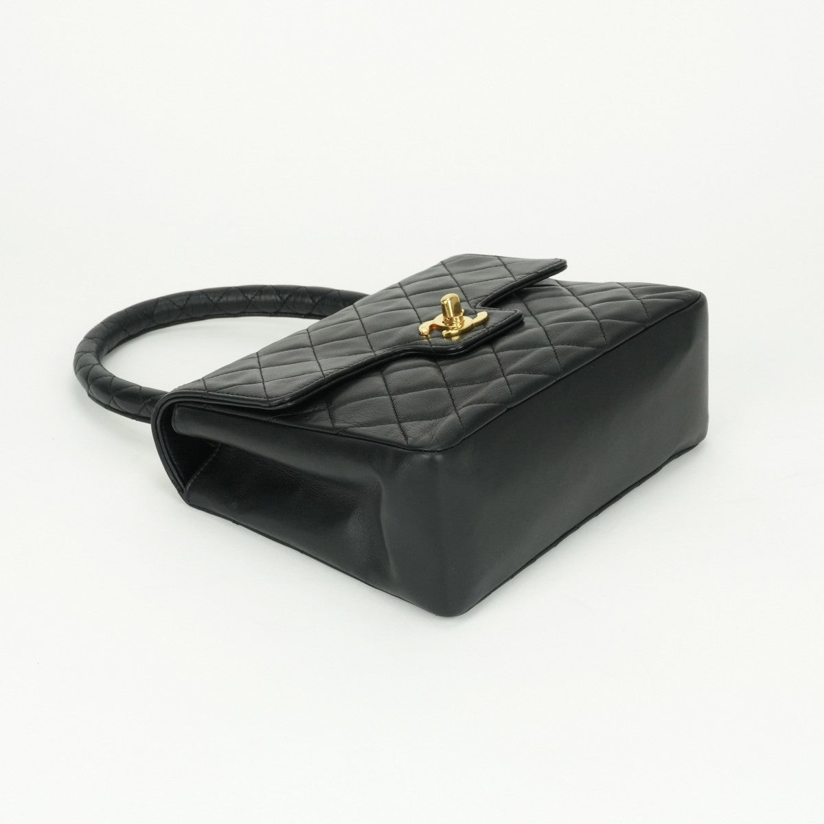 CHANEL CHANEL Matelass? Bag, Tote Bag, Lambskin, Black, Black, Gold Hardware, Top Handle, Coco Mark, Handbag, Turn Lock