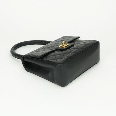 CHANEL CHANEL Matelass? Bag, Tote Bag, Lambskin, Black, Black, Gold Hardware, Top Handle, Coco Mark, Handbag, Turn Lock