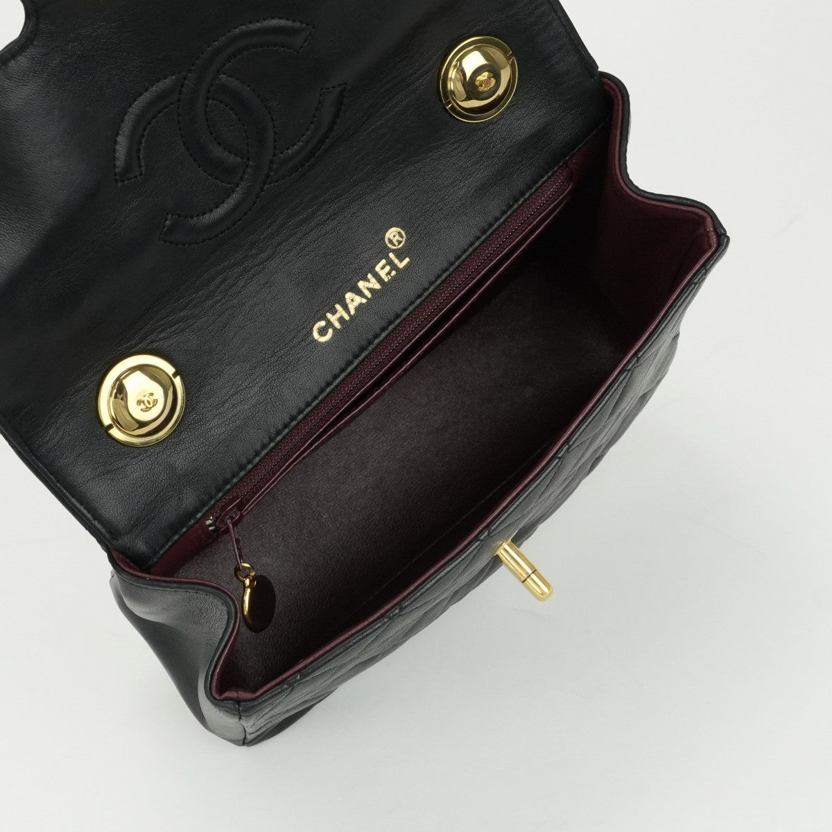 CHANEL CHANEL Matelass? Bag, Tote Bag, Lambskin, Black, Black, Gold Hardware, Top Handle, Coco Mark, Handbag, Turn Lock