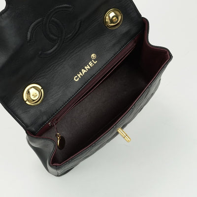 CHANEL CHANEL Matelass? Bag, Tote Bag, Lambskin, Black, Black, Gold Hardware, Top Handle, Coco Mark, Handbag, Turn Lock