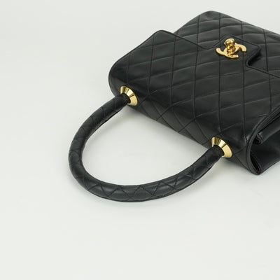 CHANEL CHANEL Matelass? Bag, Tote Bag, Lambskin, Black, Black, Gold Hardware, Top Handle, Coco Mark, Handbag, Turn Lock
