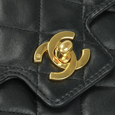 CHANEL CHANEL Matelass? Bag, Tote Bag, Lambskin, Black, Black, Gold Hardware, Top Handle, Coco Mark, Handbag, Turn Lock