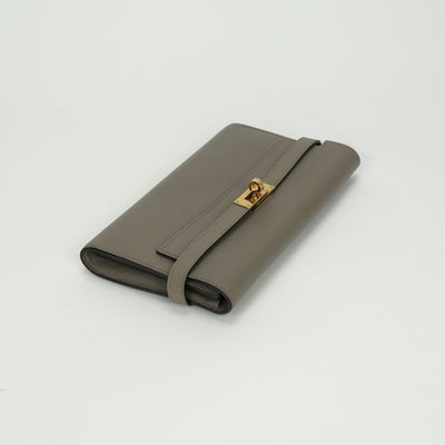 エルメス HERMES ケリーウォレット ケリーウォレットロング 財布 長財布 ロングウォレット エトゥープ Etoupe グレー Gray ゴールド金具 ヴォーエプソン