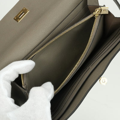 エルメス HERMES ケリーウォレット ケリーウォレットロング 財布 長財布 ロングウォレット エトゥープ Etoupe グレー Gray ゴールド金具 ヴォーエプソン