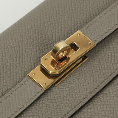 エルメス HERMES ケリーウォレット ケリーウォレットロング 財布 長財布 ロングウォレット エトゥープ Etoupe グレー Gray ゴールド金具 ヴォーエプソン