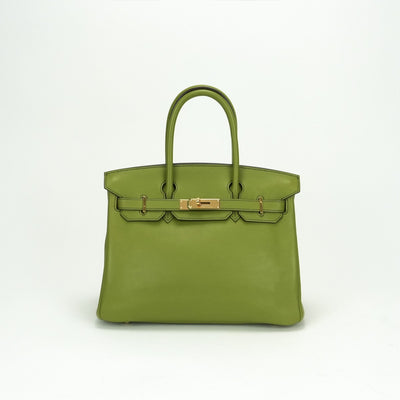 HERMES HERMES Birkin 30 Birkin 30 Bag Tote Bag Swift Anise Green Green Green Gold Hardware Vo Swift