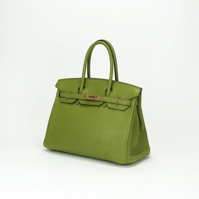 HERMES HERMES Birkin 30 Birkin 30 Bag Tote Bag Swift Anise Green Green Green Gold Hardware Vo Swift