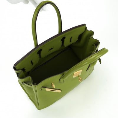 HERMES HERMES Birkin 30 Birkin 30 Bag Tote Bag Swift Anise Green Green Green Gold Hardware Vo Swift