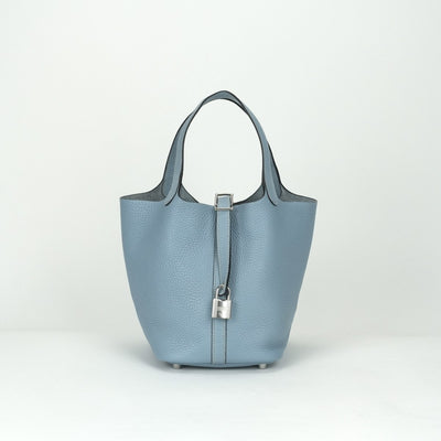 エルメス HERMES ピコタンロックPM ピコタンPM ピコタンロック18 ブルーリン バッグ トートバッグ トリヨンクレマンス ブルーラン ブルー 青 シルバー金具