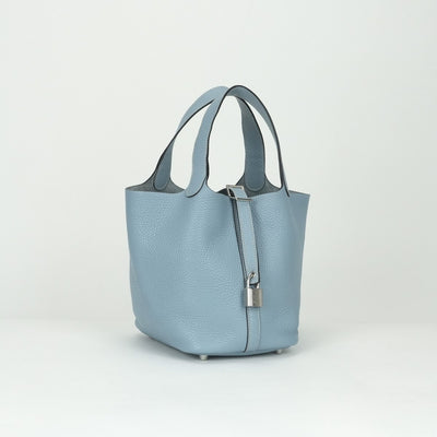 エルメス HERMES ピコタンロックPM ピコタンPM ピコタンロック18 ブルーリン バッグ トートバッグ トリヨンクレマンス ブルーラン ブルー 青 シルバー金具
