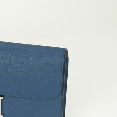 エルメス HERMES コンスタンスロング コンスタンス ロング 財布 長財布 ロングウォレット エプソン ブルーアガット グリムエット ブルー グレー 青 シルバー金具 ヴォーエプソン
