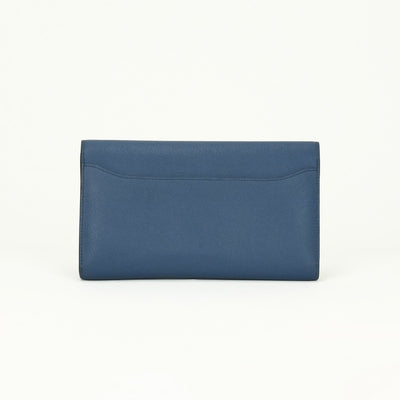 エルメス HERMES コンスタンスロング コンスタンス ロング 財布 長財布 ロングウォレット エプソン ブルーアガット グリムエット ブルー グレー 青 シルバー金具 ヴォーエプソン