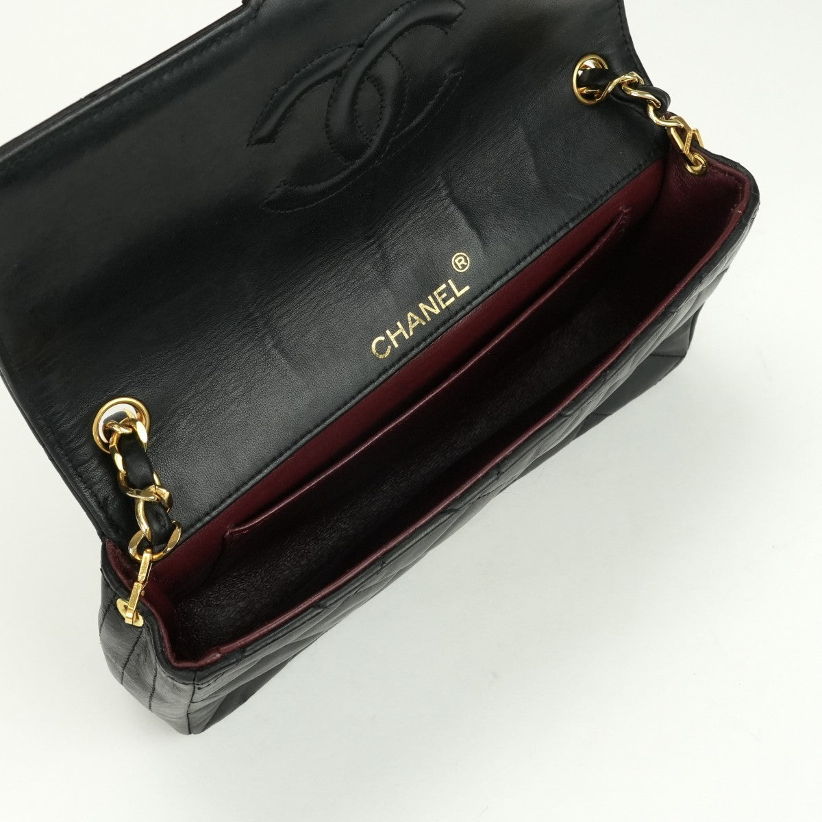 CHANEL 샤넬 Matelass? 가방 숄더 가방 램스킨 블랙 골드 하드웨어 체인 어깨 가방 큰 코코 마크 큰 코코