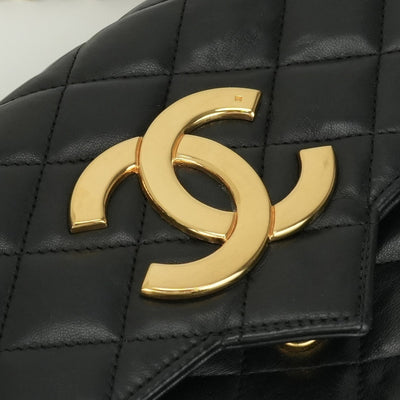 CHANEL 샤넬 Matelass? 가방 숄더 가방 램스킨 블랙 골드 하드웨어 체인 어깨 가방 큰 코코 마크 큰 코코