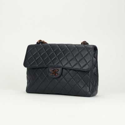 シャネル CHANEL マトラッセ30 デカマトラッセ マトラッセ 30 バッグ ショルダーバッグ ラムスキン ネイビー 紺 青 べっこう色 べっこう柄