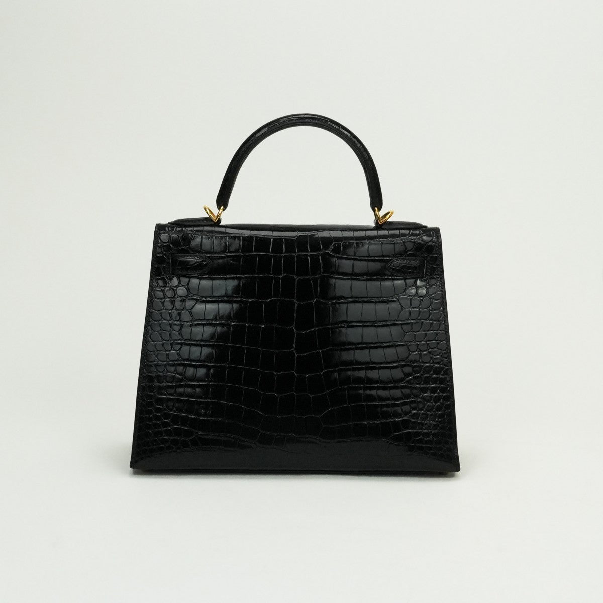 HERMES 헤르메스 Kelly 28 Kelly 28 가방, 토트 가방, 숄더 백, 폴로 스, 악어, 느와르, 검은 색, 금 피팅