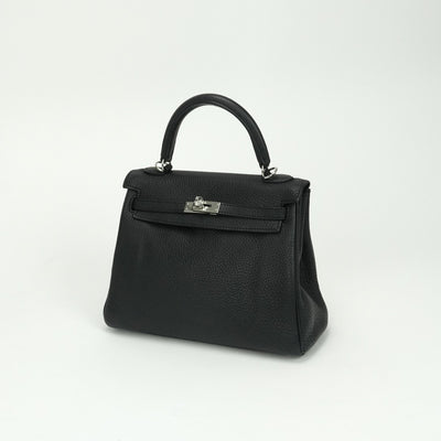 エルメス HERMES ケリー25 バッグ トートバッグ ショルダーバッグ トゴ ノワール ブラック Black 黒 シルバー金具 ショルダーバッグ ハンドバッグ V字金具