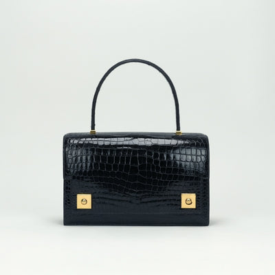 エルメス HERMES ピアノ バッグ トートバッグ ポロサス クロコダイル ネイビー navy 紺 ゴールド金具