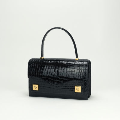 エルメス HERMES ピアノ バッグ トートバッグ ポロサス クロコダイル ネイビー navy 紺 ゴールド金具