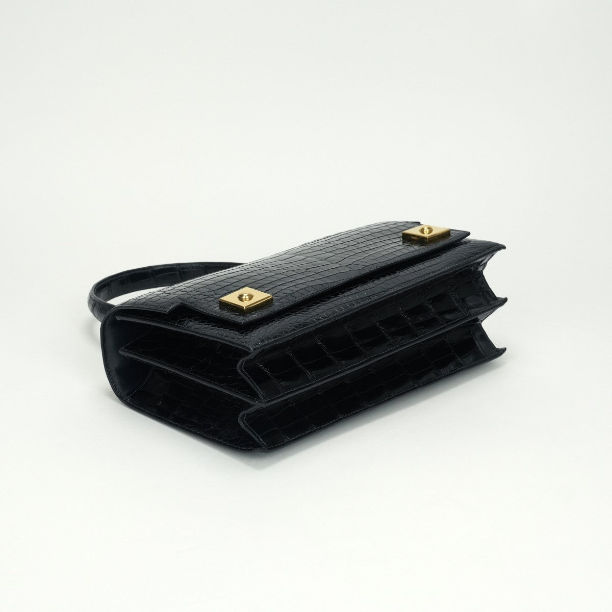 エルメス HERMES ピアノ バッグ トートバッグ ポロサス クロコダイル ネイビー navy 紺 ゴールド金具
