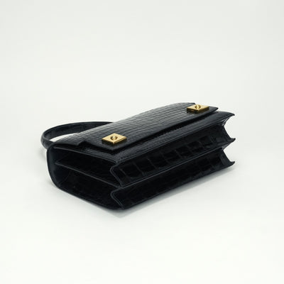 エルメス HERMES ピアノ バッグ トートバッグ ポロサス クロコダイル ネイビー navy 紺 ゴールド金具