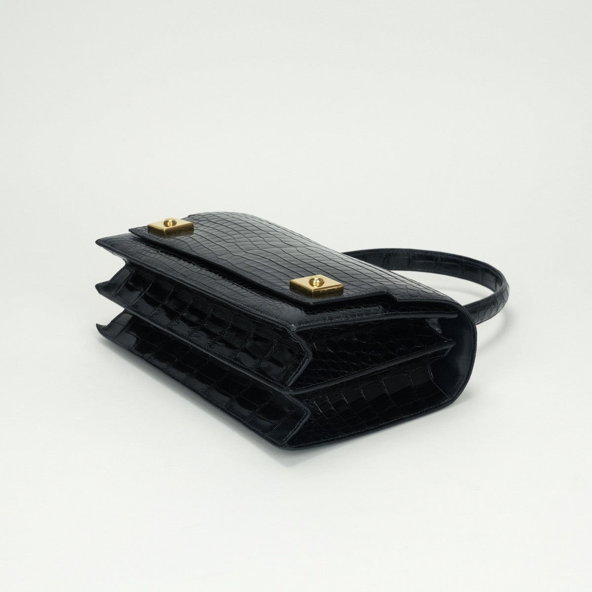 エルメス HERMES ピアノ バッグ トートバッグ ポロサス クロコダイル ネイビー navy 紺 ゴールド金具