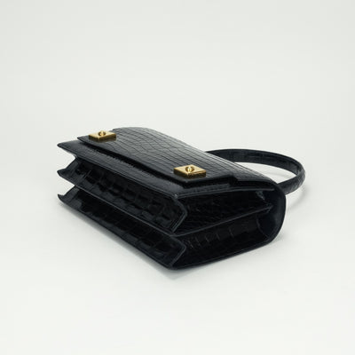 エルメス HERMES ピアノ バッグ トートバッグ ポロサス クロコダイル ネイビー navy 紺 ゴールド金具
