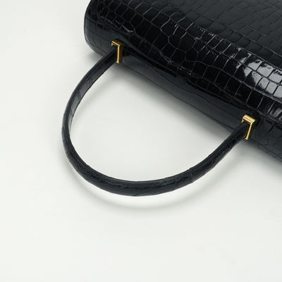 エルメス HERMES ピアノ バッグ トートバッグ ポロサス クロコダイル ネイビー navy 紺 ゴールド金具