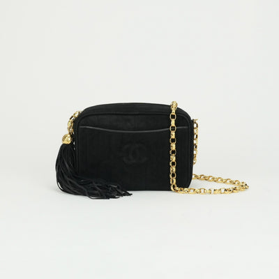 CHANEL CHANEL Mademoiselle Bag Shoulder Bag Suede Leather Black Black Gold Hardware Chain Shoulder Bag