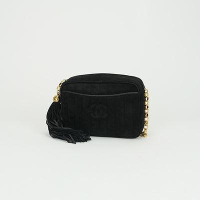 CHANEL CHANEL Mademoiselle Bag Shoulder Bag Suede Leather Black Black Gold Hardware Chain Shoulder Bag