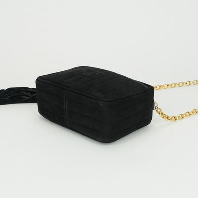 CHANEL CHANEL Mademoiselle Bag Shoulder Bag Suede Leather Black Black Gold Hardware Chain Shoulder Bag