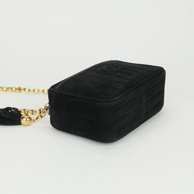 CHANEL CHANEL Mademoiselle Bag Shoulder Bag Suede Leather Black Black Gold Hardware Chain Shoulder Bag