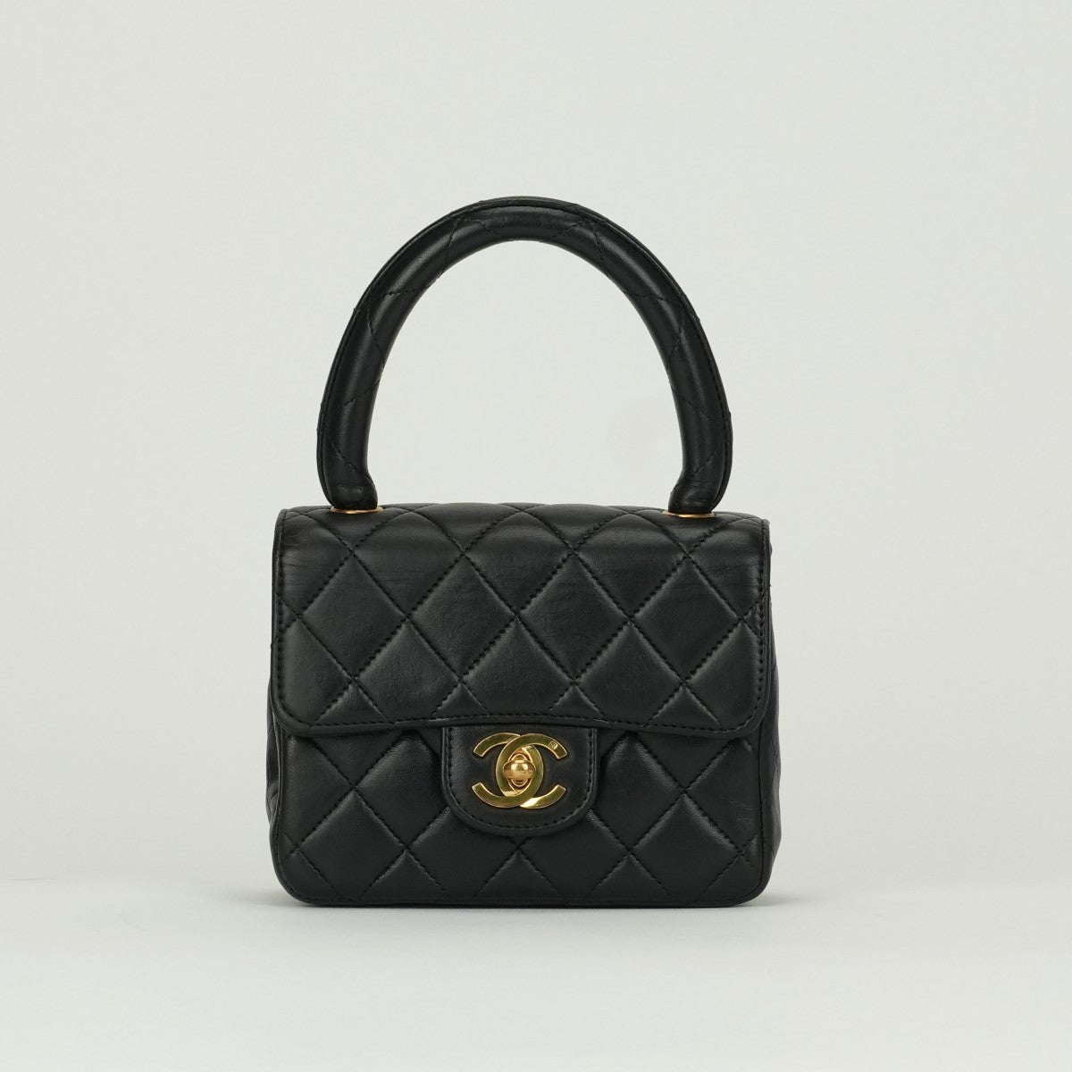 CHANEL CHANEL Matelass? Bag, Tote Bag, Lambskin, Black, Black, Gold Hardware, Mini Handbag, Top Handle