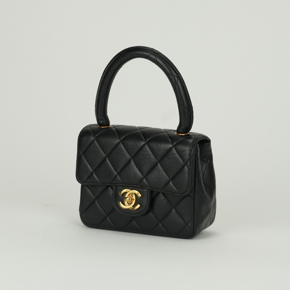 CHANEL CHANEL Matelass? Bag, Tote Bag, Lambskin, Black, Black, Gold Hardware, Mini Handbag, Top Handle