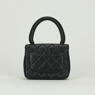 CHANEL CHANEL Matelass? Bag, Tote Bag, Lambskin, Black, Black, Gold Hardware, Mini Handbag, Top Handle
