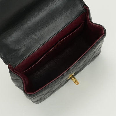 CHANEL CHANEL Matelass? Bag, Tote Bag, Lambskin, Black, Black, Gold Hardware, Mini Handbag, Top Handle