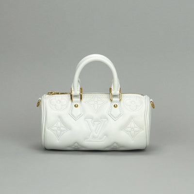 LOUIS VUITTON LOUIS VUITTON Papillon BB Papillon BB Bubble Gram Bag Tote Bag Shoulder Bag Leather White Gold Hardware Chain Shoulder Bag