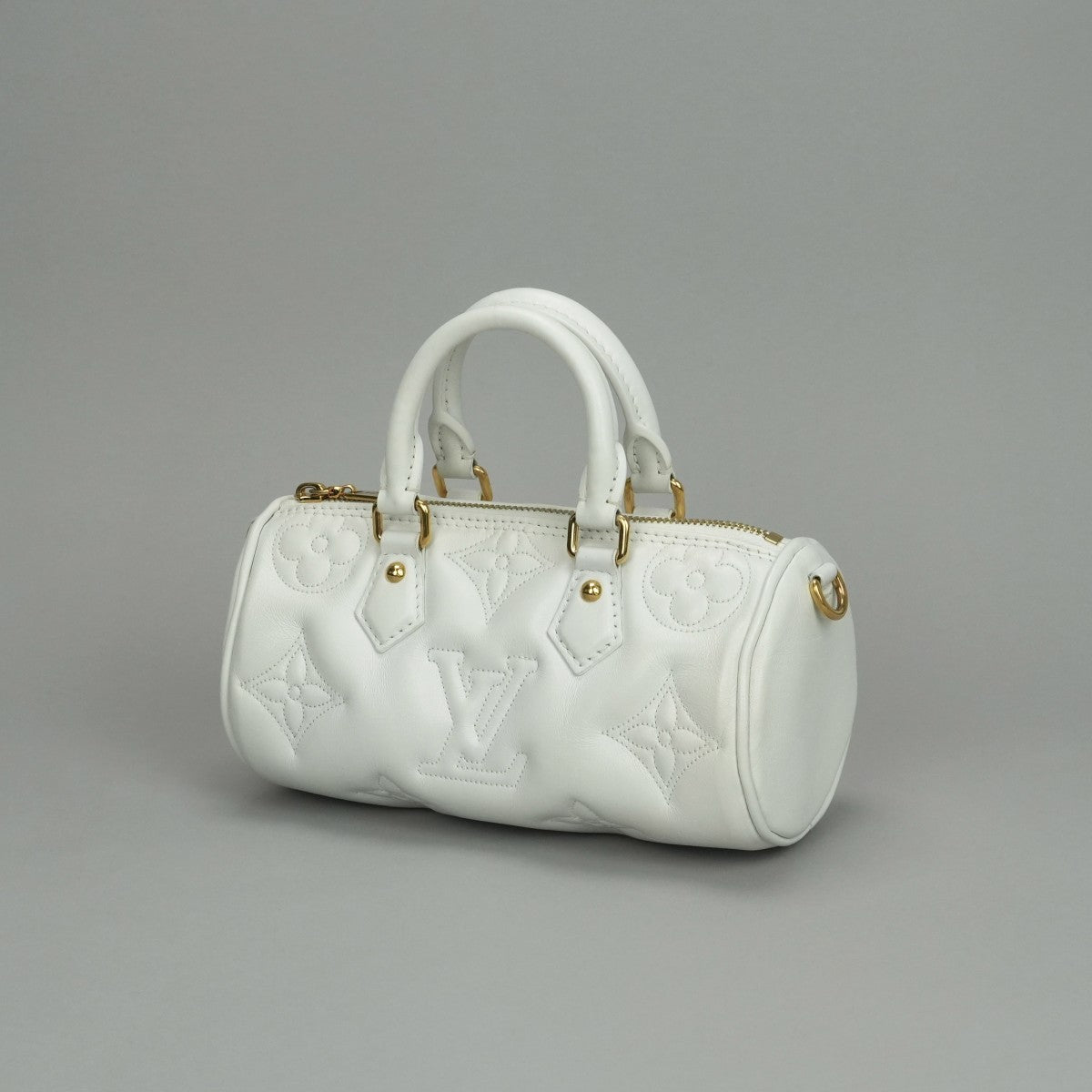 LOUIS VUITTON LOUIS VUITTON Papillon BB Papillon BB Bubble Gram Bag Tote Bag Shoulder Bag Leather White Gold Hardware Chain Shoulder Bag
