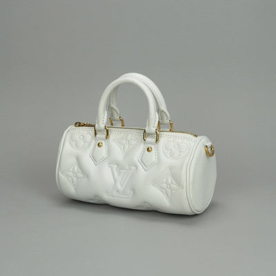 LOUIS VUITTON LOUIS VUITTON Papillon BB Papillon BB Bubble Gram Bag Tote Bag Shoulder Bag Leather White Gold Hardware Chain Shoulder Bag