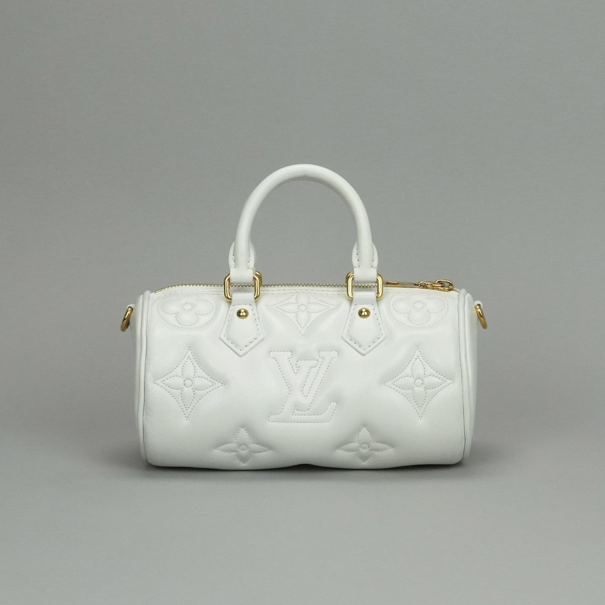 LOUIS VUITTON LOUIS VUITTON Papillon BB Papillon BB Bubble Gram Bag Tote Bag Shoulder Bag Leather White Gold Hardware Chain Shoulder Bag