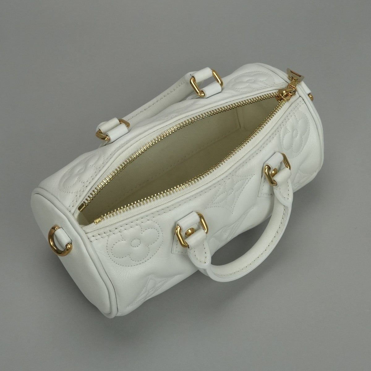LOUIS VUITTON LOUIS VUITTON Papillon BB Papillon BB Bubble Gram Bag Tote Bag Shoulder Bag Leather White Gold Hardware Chain Shoulder Bag