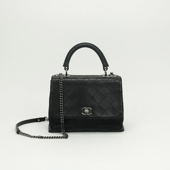 シャネル CHANEL マトラッセ ココハンドル バッグ トートバッグ ショルダーバッグ カーフスキン ブラック black 黒 シルバー金具 シャネル CHANEL マトラッセ ココハンドル バッグ トートバッグ