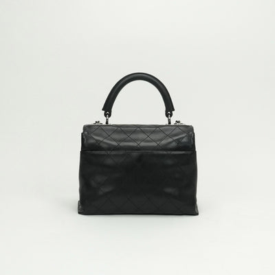 CHANEL 샤넬 Matelass? Coco handle 가방, 토트 백, 숄더 백, 송아지 가죽, 검은 색, 검은 색, 실버 하드웨어 Matelass? 램스킨 숄더백 핸드백