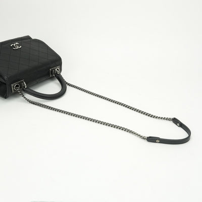 CHANEL 샤넬 Matelass? Coco handle 가방, 토트 백, 숄더 백, 송아지 가죽, 검은 색, 검은 색, 실버 하드웨어 Matelass? 램스킨 숄더백 핸드백