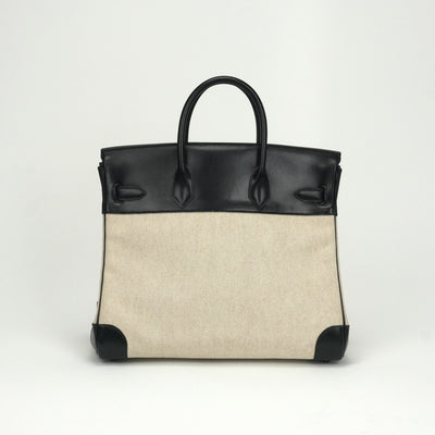 HERMES 爱马仕 Haut a courroies 32 Haut a courroies 32 手提袋Toile Ash Box Noir米色黑金硬件