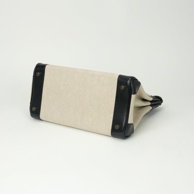 HERMES 爱马仕 Haut a courroies 32 Haut a courroies 32 手提袋Toile Ash Box Noir米色黑金硬件