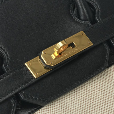 HERMES 爱马仕 Haut a courroies 32 Haut a courroies 32 手提袋Toile Ash Box Noir米色黑金硬件